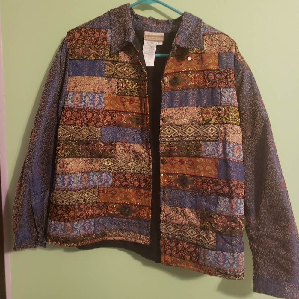 Vintage Boho Jacket with Padded Shoulders